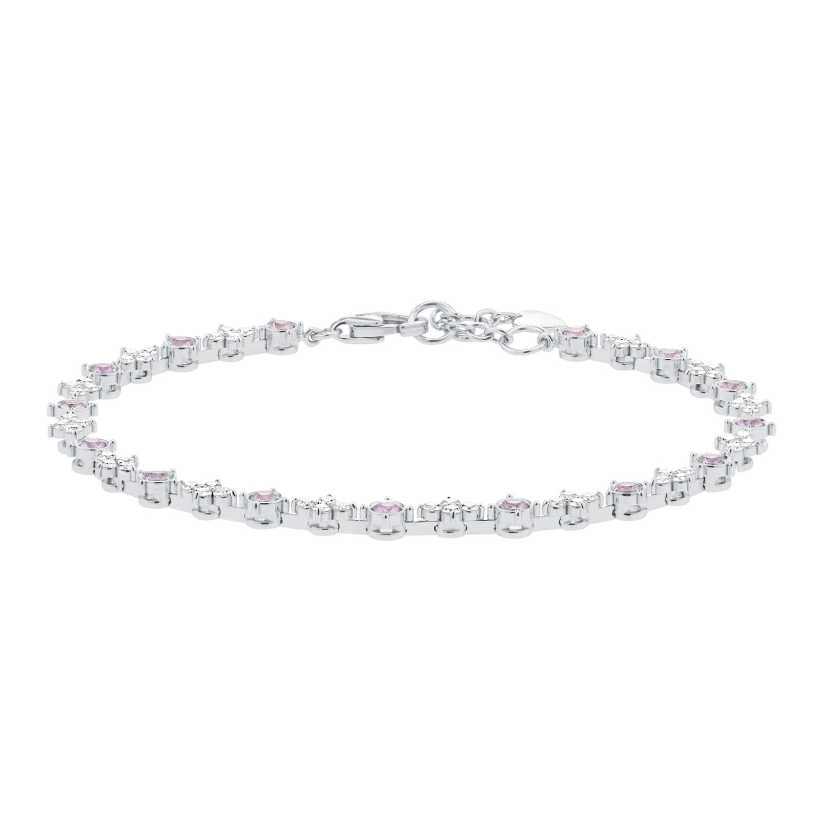 18ct White Gold 1.40ct Diamond & Pink Sapphire Bracelet