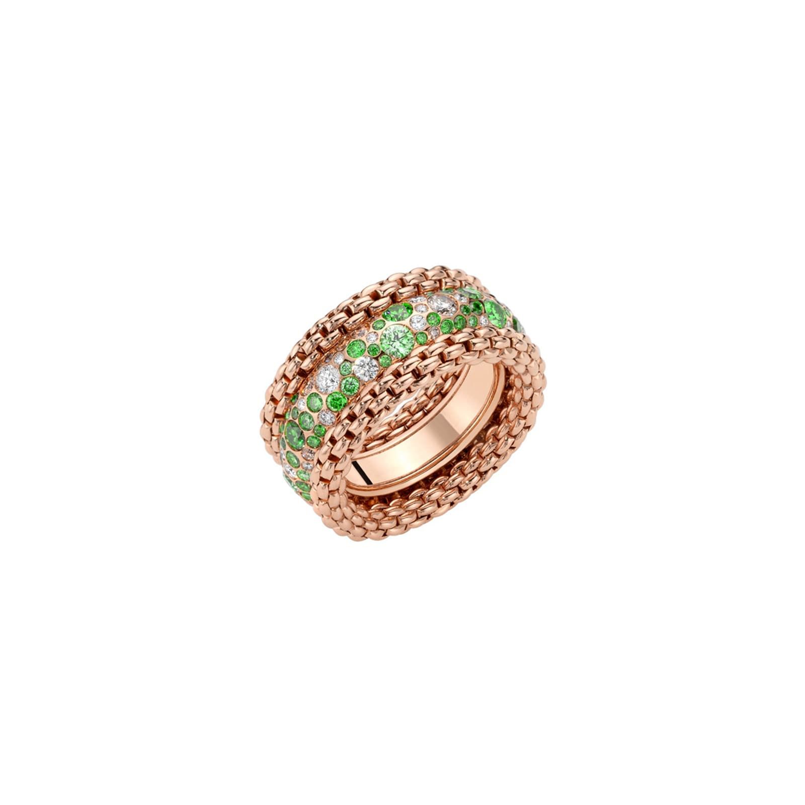 18ct Rose Gold Solo Flex'it Emerald & 0.72ct Diamond Ring