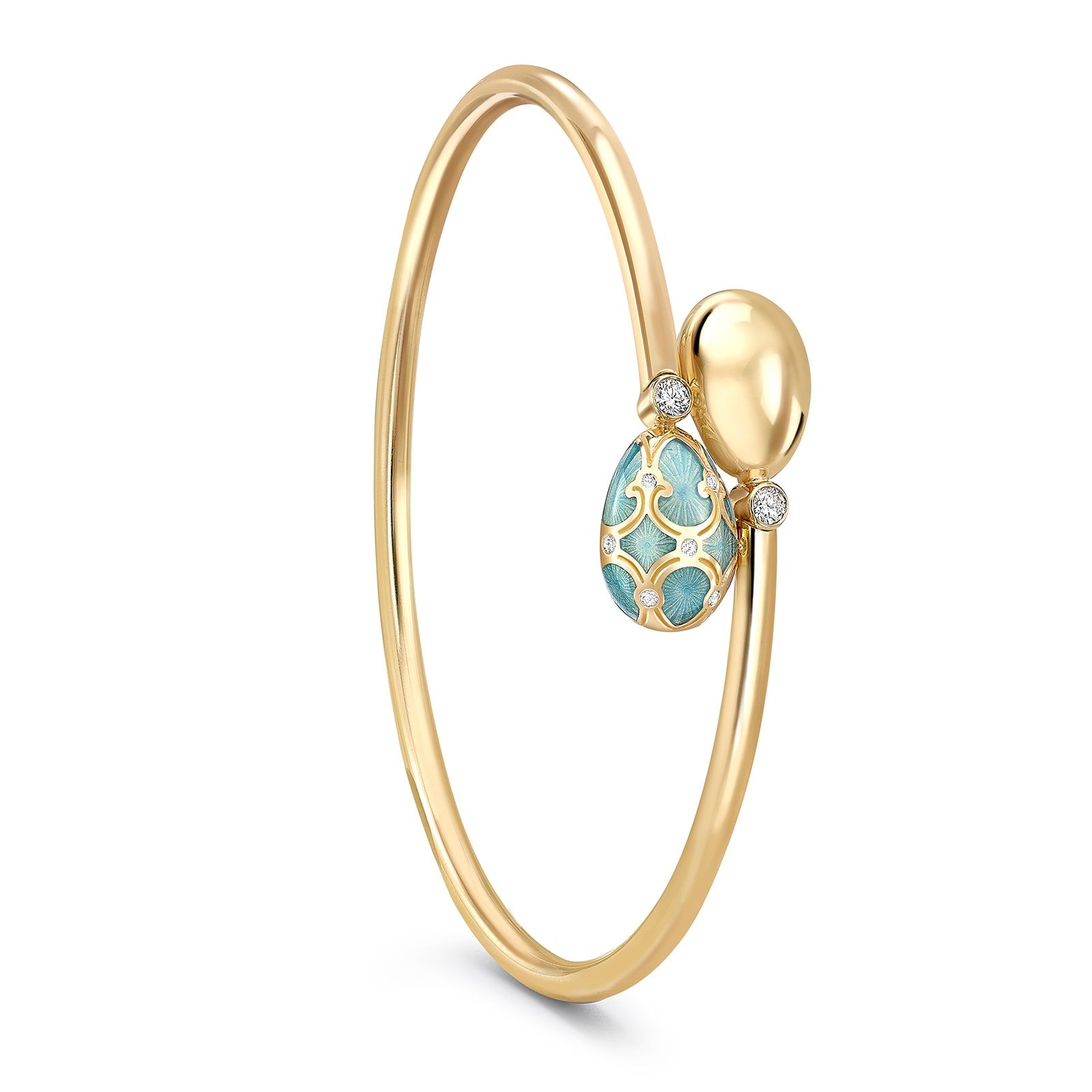 Heritage Yellow Gold Diamond & Turquoise Enamel Crossover Bracelet